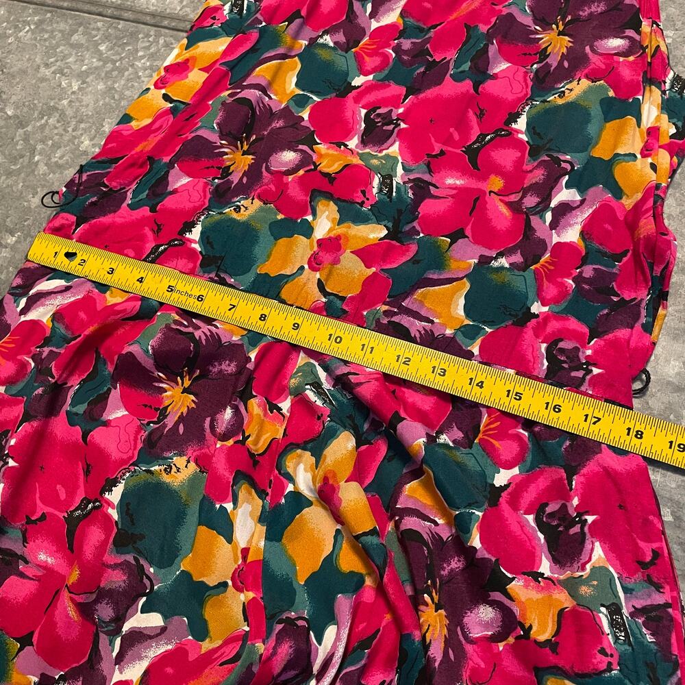 Vintage ED Michaels by Melanie Drucker 80s Retro Floral Belted Maxi Dress 5/6 - Picture 13 of 16